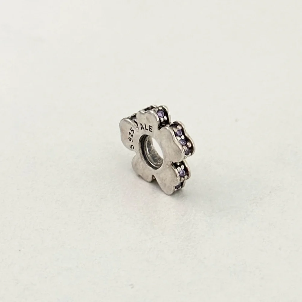 Pandora Purple CZ Wildflower Meadow Flower Spacer Rare Retired Bead Charm